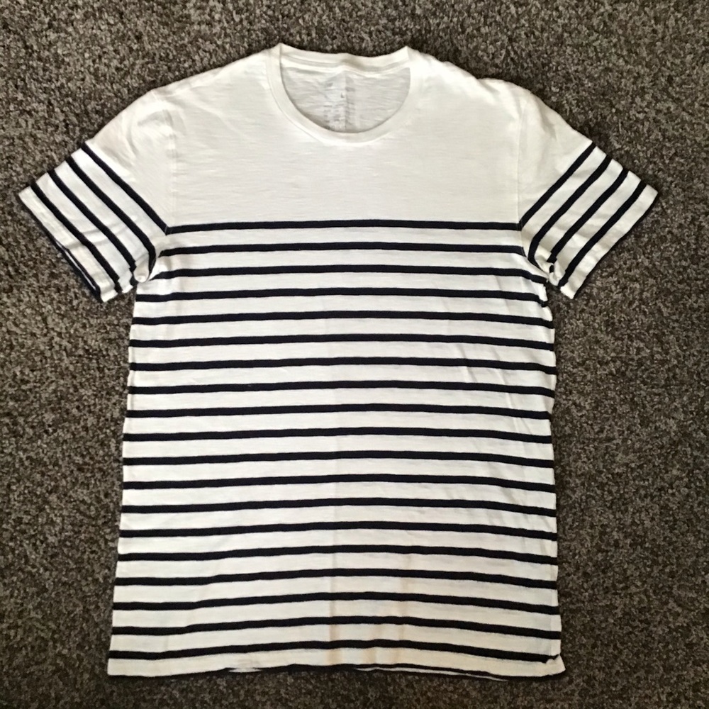 Gap White T-shirt with Navy Stripes (L)